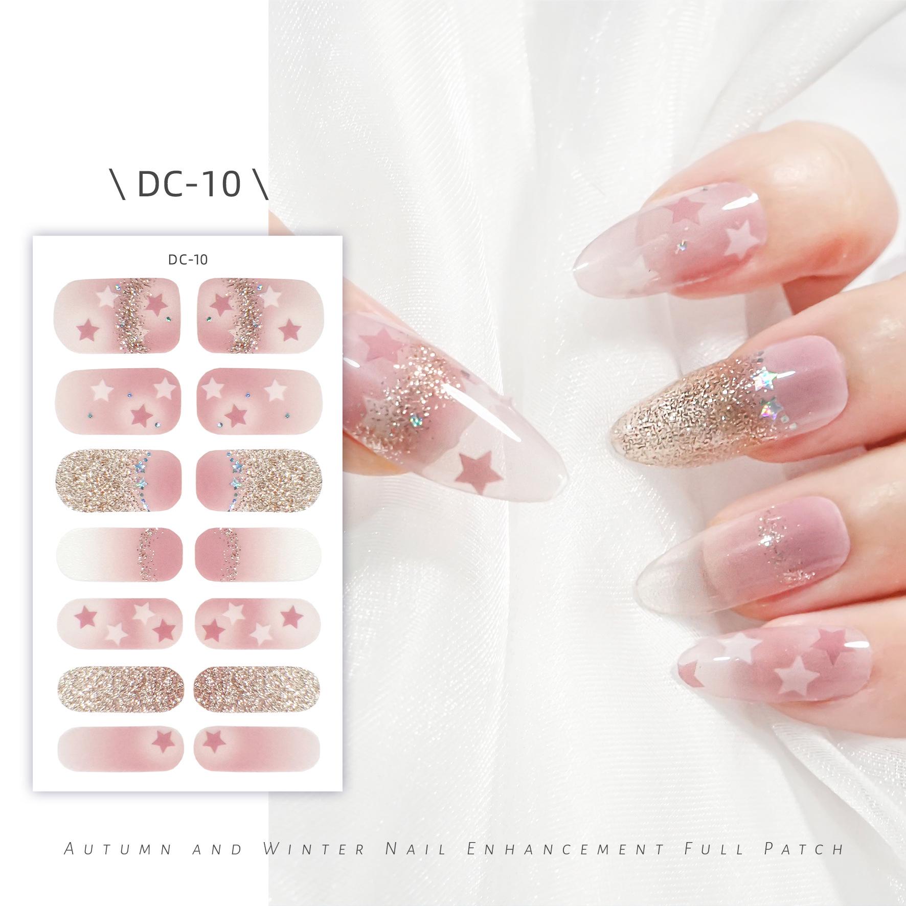 

Waterproof 3D No-Bake Gel Nail Stickers - Long-Lasting, Full Cover with Star & Heart Designs