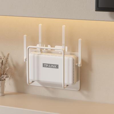 Easy To Install Non Drilling Wall Mounted Router Bracket - Stylish White Cast Iron, Multi-purpose Storage Rack