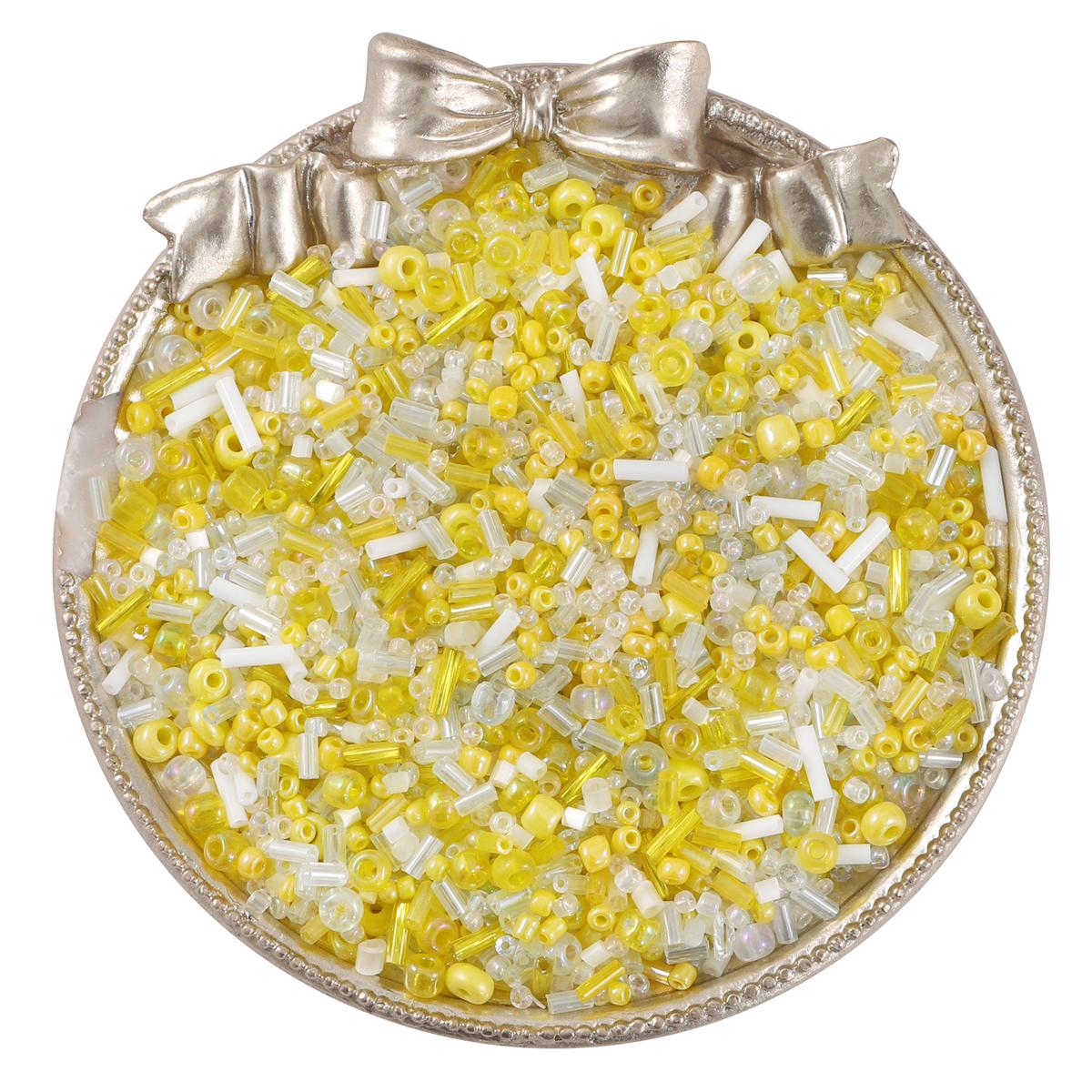 

15000 шт. Смешанные формы и размеры стеклянных бусин, многоцветные круглые стеклянные бусины для самостоятельного изготовления ювелирных изделий, бисероплетения, вышивки, аксессуаров 1.5-4.5mm 450g жёлтый