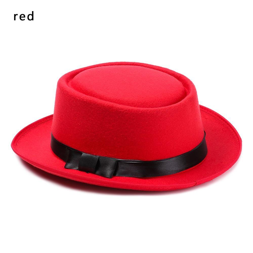 New Fashion Vintage Wide Brim  Jazz Cap Woolen Dress Dance Party Flat Top Panama Jazz Caps Fedora Hat Cowboy Hat