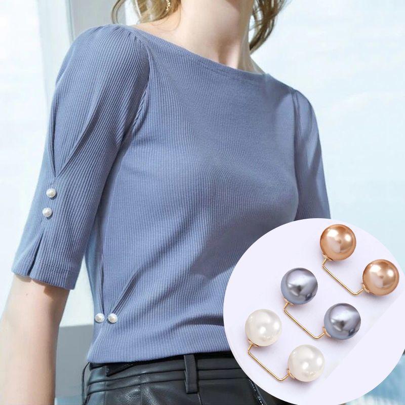 Pearl Sleeve Clips 2 Pack No Sew No Trace Clothing Holders for Adjusting Long Sleeves Weekend Outings