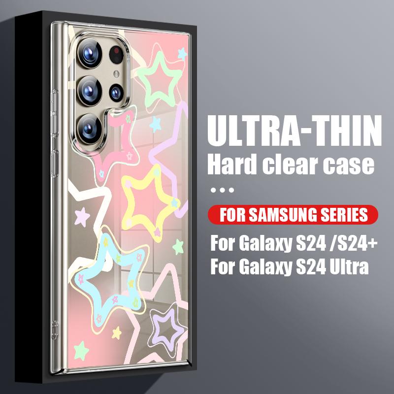 

Современный цветной чехол со звездами для Samsung Galaxy S26 S25 S24 Ultra S23 S21 FE S22 Plus A53 A54 A34 A15 A25 A35 A55 A26 A36 A56 5G Тонкий прозрачный жесткий чехол Samsung S26 Ultra прозрачный