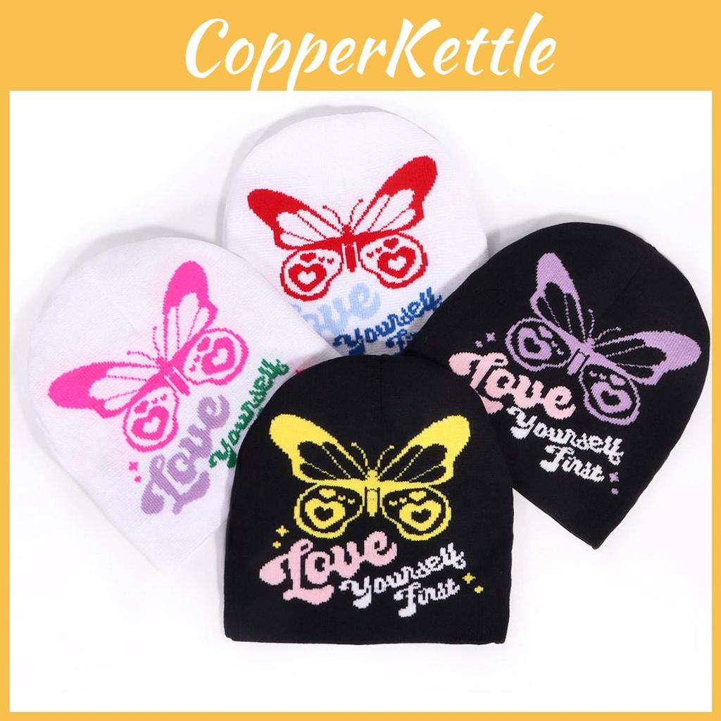 Butterfly Design Knitted Cap Fashionable Cold Weather Hat Accessories Gift