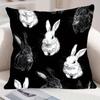 1pc Easter Rabbit Pillowcase with Zipper Closure, Black Background with White Rabbit Pattern, Suitable for Bedroom, Living Room, or Decoration, Holid