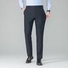Autumn And Winter New Nylon Men'S Casual Suit Pants Fleece Thickened Warm Men'S Straight Navy Blue Nine-Point Pants