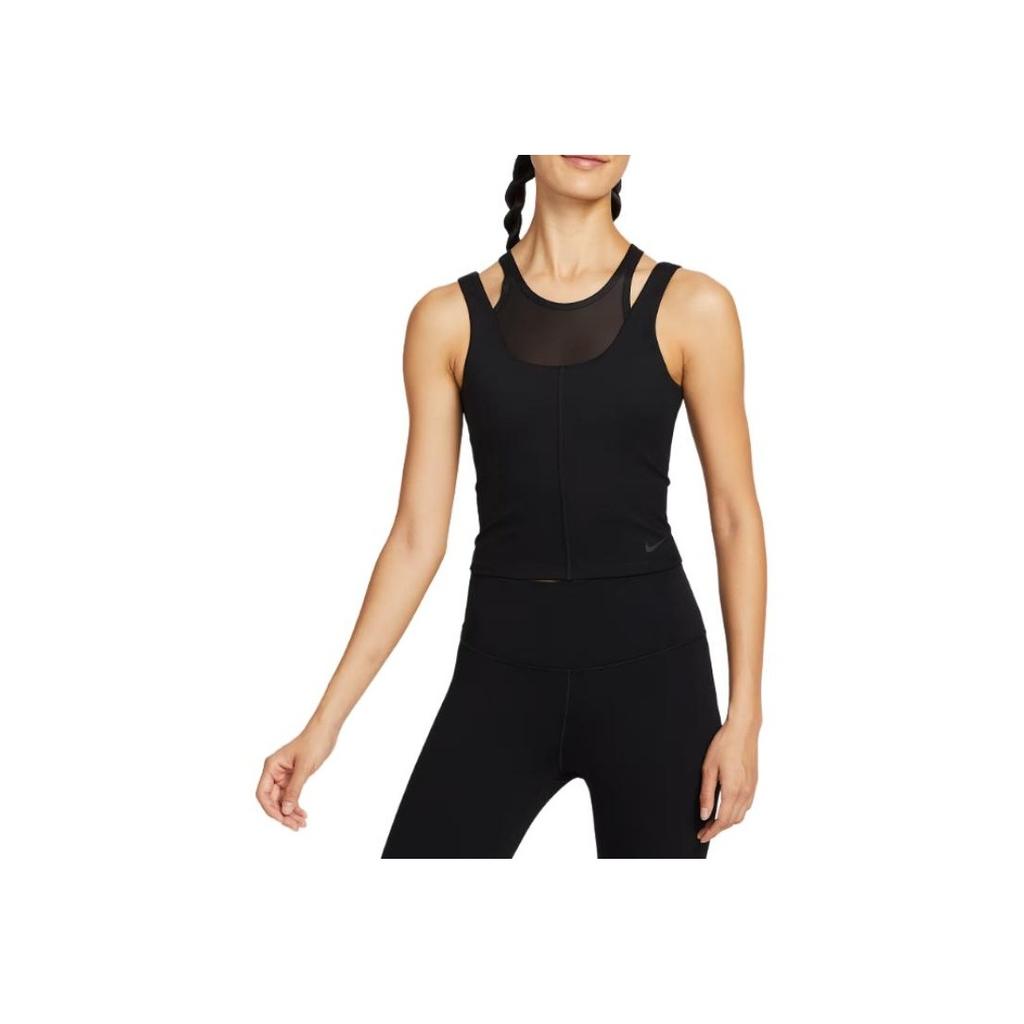 Nike Solid Color Sleeveless Fitted Crop Tank Top Women Tops Black HV3654-010