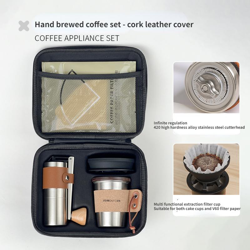 

Уличный кофейный набор ручной работы, кемпинг, путешествия, ручная кофемолка, сопровождающий портативный автомобильный набор для кофе, подарочная коробка
