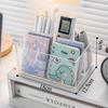 Large-Capacity Transparent Acrylic Pen Holder with Compartments for Office Stationery
