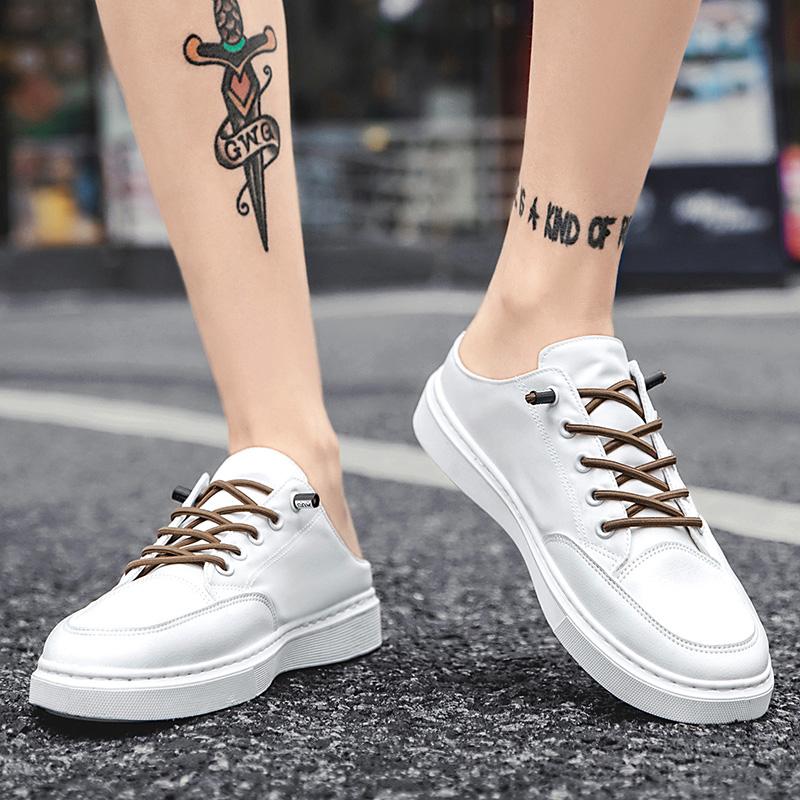 Fashion Platform Mens Half Slippers Summer Comfortable Casual Shoes Breathable Sneakers Lightweight Walking Flat Slip-on Loafers