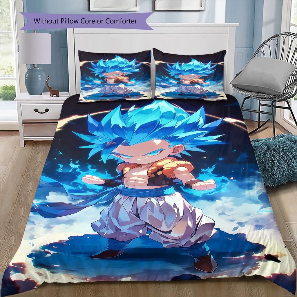 Vegeta Pattern Bedding Quilt Set Quilt Cover Pillowcase Home Birthday Gift(1 * duvet cover + 2 * pillowcase, without core)