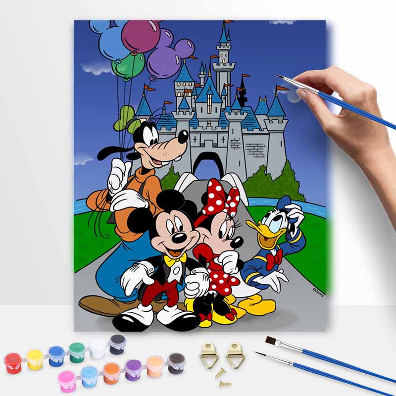 Disney Oil Painting Mickey Friends Handmade Diy Art Painting Home Decoration