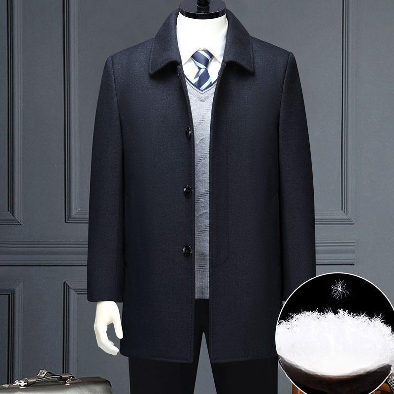 

Зимнее пальто новое кашемировое пальто мужская куртка средней длины утолщенная ветровка пальто из чистой шерсти зимнее 4XL