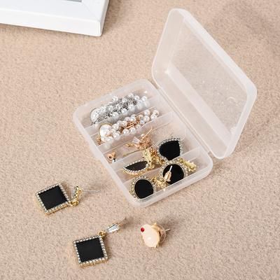 4PCS Mini Transparent 5 Compartment Jewelry Small Items Storage Box