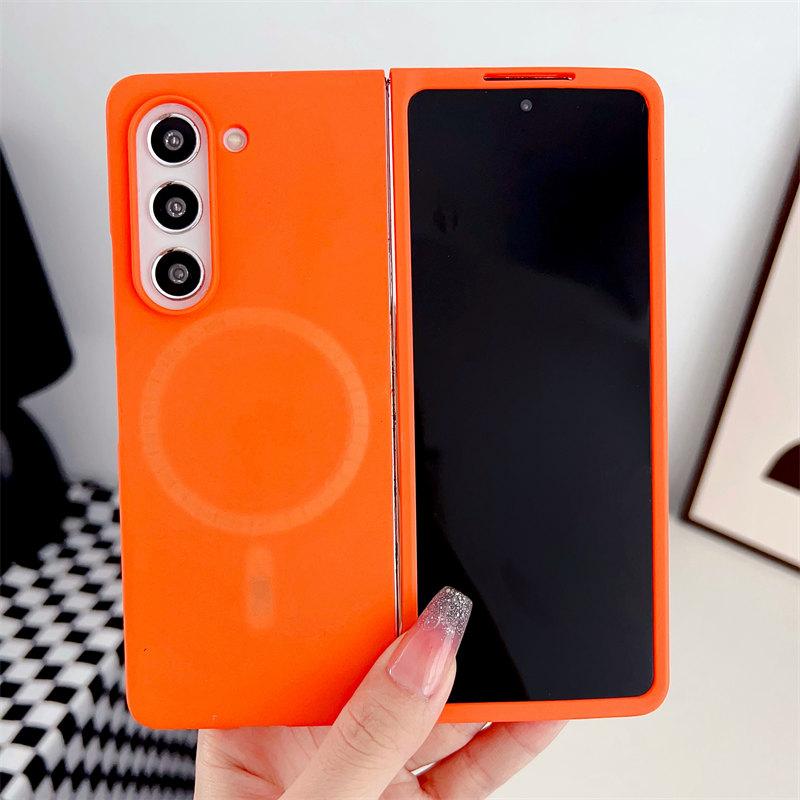 Luxuriöse faltbare Handyhülle mit Hauterkennung, magnetisch, kabelloses Laden für Huawei, Samsung, OPPO VIVO, Xiaomi, faltbare Handyhülle