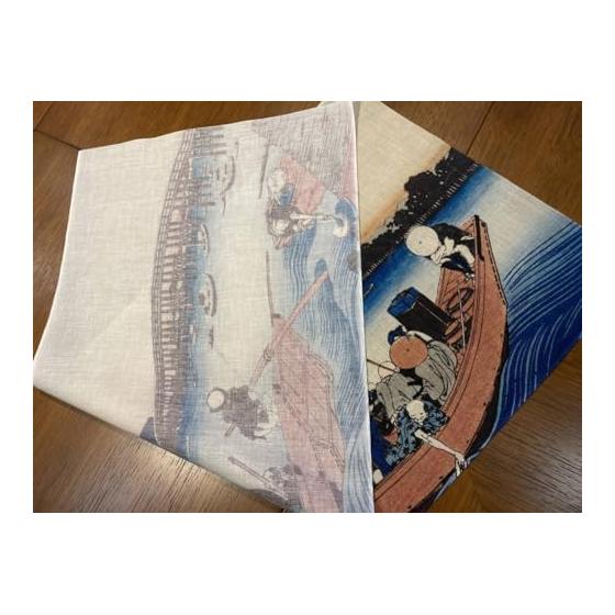 Ukiyo-e Tenugui: The Great Wave Off Kanagawa by Hokusai Katsushika, 100% Cotton, Premium Japanese Tenugui Fabric (Tokka), Reactive Dye, Screen