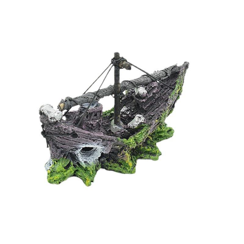 Pirate Ship Aquarium Ornament - Glass Fish Tank Decor & Hiding Spot Resin Boat