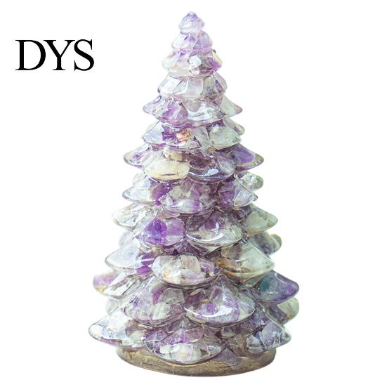 Xmas Tabletop Figurine Resin Christmas Tree Figurine, Crystal Desktop Ornament, Creative Gift Miniature Holiday Decoration for Home Office,