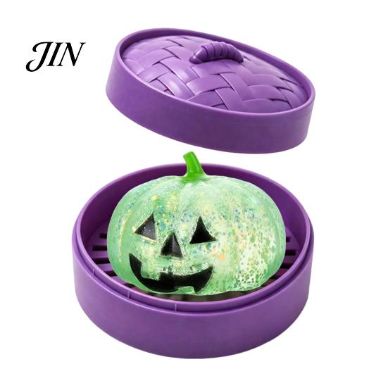 Dumpling Squeeze Toy Halloween Stress Relief Toy, Pumpkin Ghost Steamed Bun Anxiety Sensory Ball Fidget Party Favors Calming