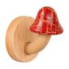 Wooden Mushroom Hook with Backplate Nature-Themed Crackle-Finish Wall