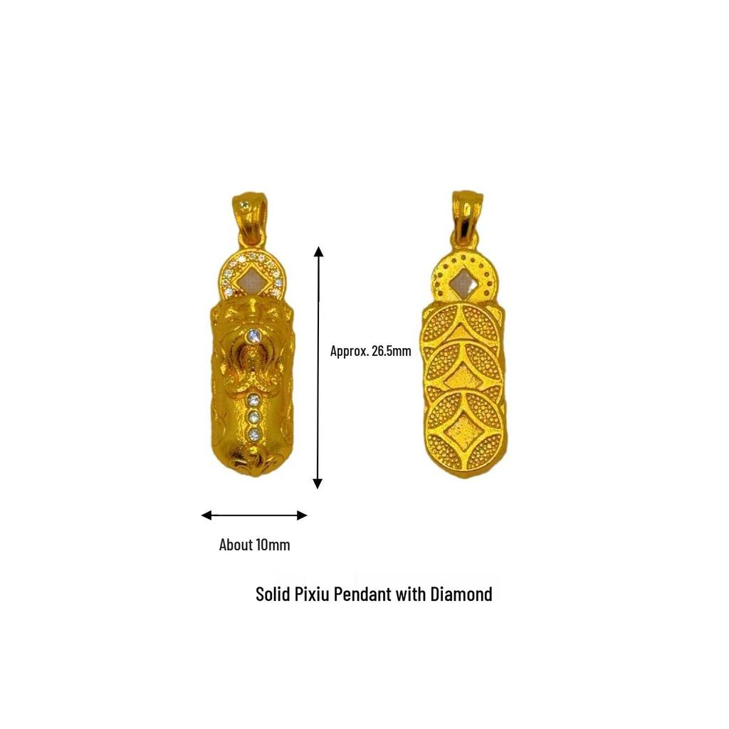 Gold-Plated Necklace: Strong Color Preservation, Pixiu Vajra Design, Diamond Pendant, Stackable Luxury Clavicle Chain, Wei Xue-Inspired Style