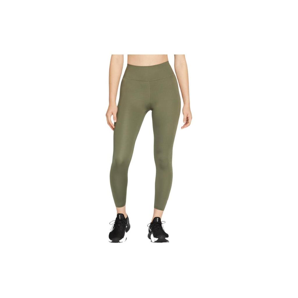 Nike Dri-FIT Patterned Side Print Sports Training Quick-Dry Fitness Leggings Women Bottoms Olive-Green DM7259-222