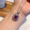Goods: Cross Border Square Inlaid Simulated Red Corundum Ring Emerald Necklace Jewelry Set