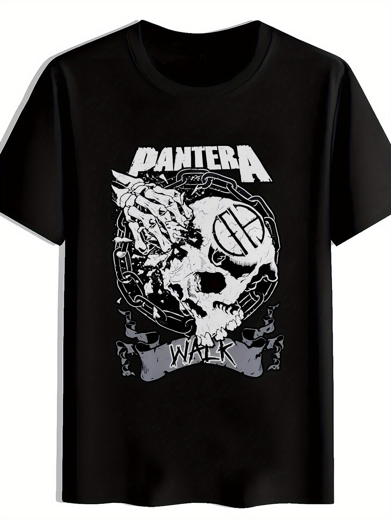 T-shirt Black Pantera Skull Graphic - Casual Crew Neck M