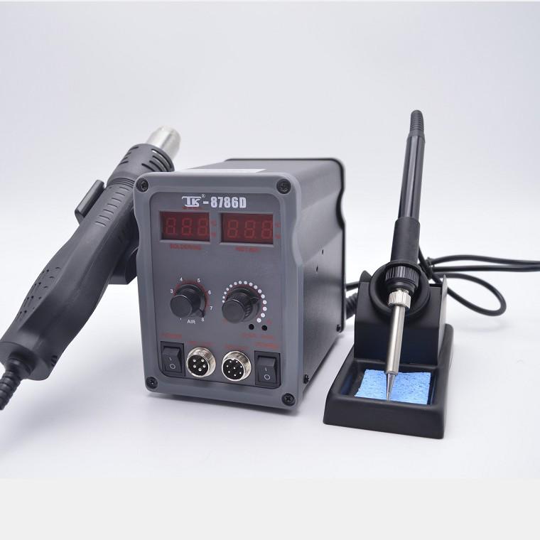 Tek TK8786D Dual Digital Soldering Station with Two-in-One Hot Air, Detachable Tip, and Auto Sleep
