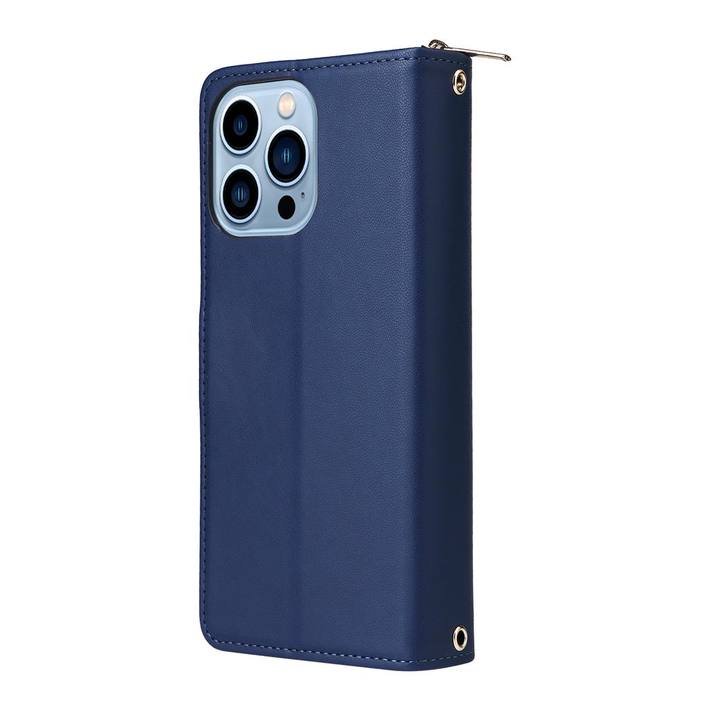 R20 Für iPhone 13 Pro Hülle Reißverschlusstasche PU Leder Abdeckung mit 9 Kartenfächern