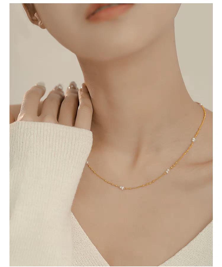 Luxurious Baby Freshwater Pearl Necklace - Trendy 2024 Clavicle Chain with Spacer Beads