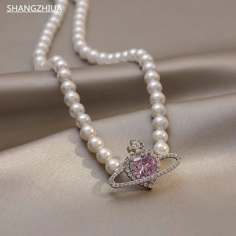 SHANGZHIHUA The Elegant Light Luxury Three-layer Pearl Collar, 2021 New Trend Jewelry Fashion Woman's Necklace Party Gift