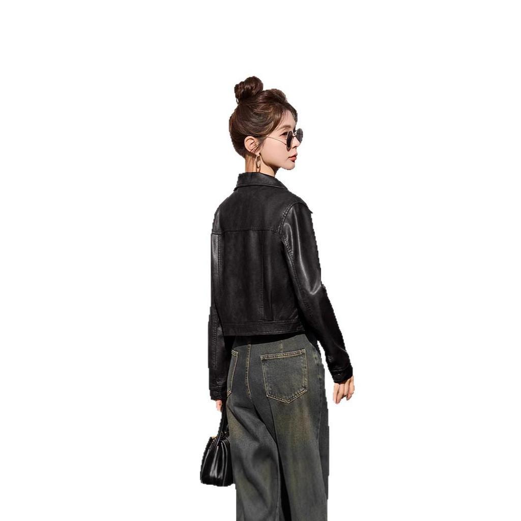 Women’s Trendy Hong Kong & Korean Style Sheepskin Leather Jacket