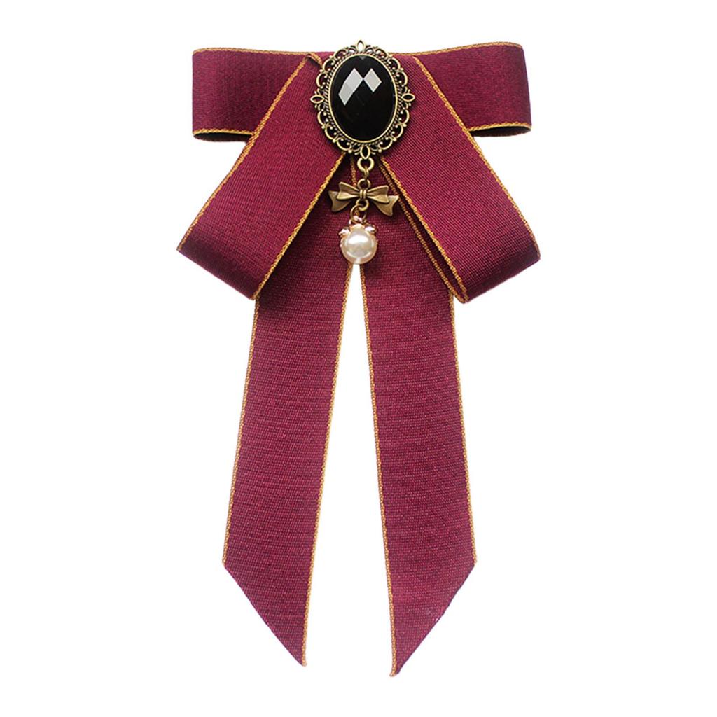 Bow Tie Ribbon Brooch Necktie Pre Tied Ladies Pin Bowknot Shirt for Uniform