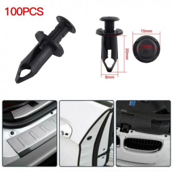 100x 8mm Fender Clips Push Body Rivets Fastener Clamps For Kawasaki Honda Suzuki