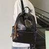 School bag, top-layer leather backpack, women's PU leather backpack, casual soft leather backpack, travel large capacity bag