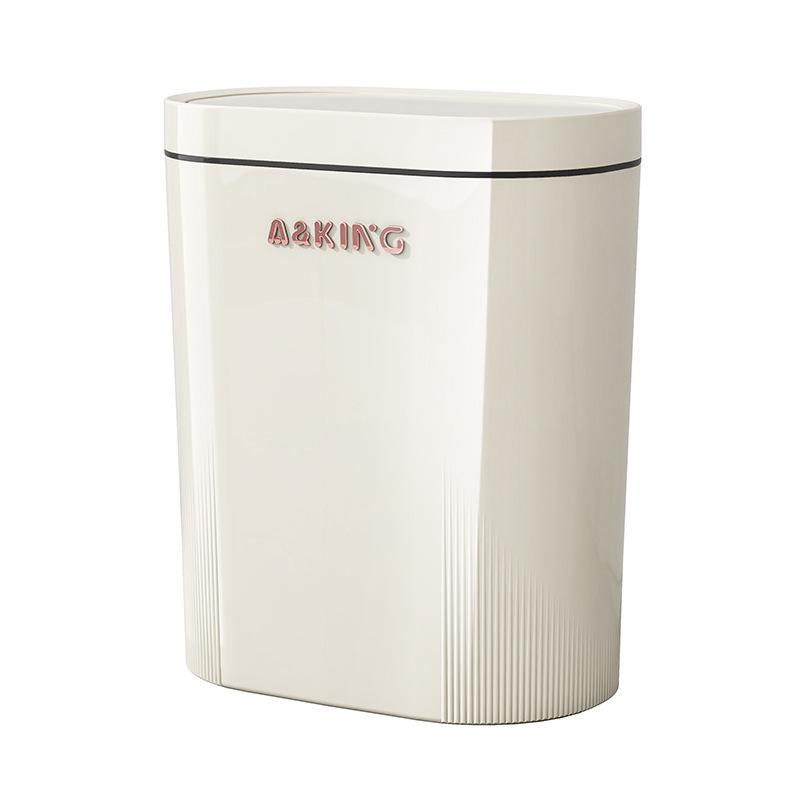 Press-Type Trash Can with Lid and Wheels for Bathroom Crevice