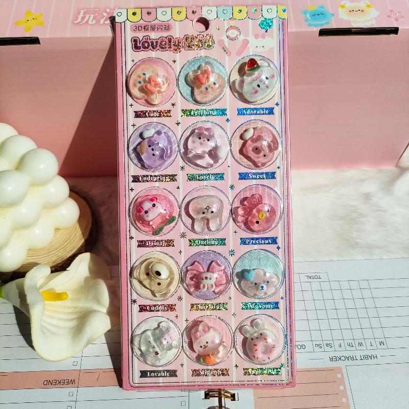Lovely New Hot DIY shiny cartoon three-dimensional decorative stickers for mobile phones laptops come with nano-adhesive