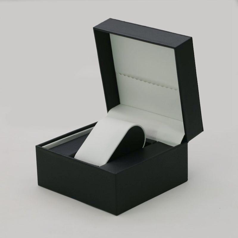 Rounded Corner PU Leather Single Watch Storage Box with Threaded Flip Cover