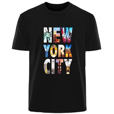 Algodón Creativo Simple NUEVA YORK Estampado Top Verano Alta Calidad Hombres 100% Algodón Transpirable Camiseta Casual Moda Camiseta de Hombre Street Wear