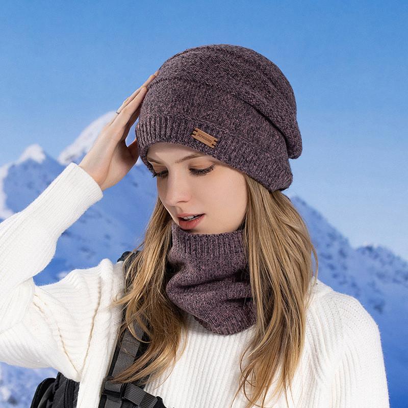 Acrylic Winter Beanie With Face Cover For Women Casual And Outdoor Use RedLeather