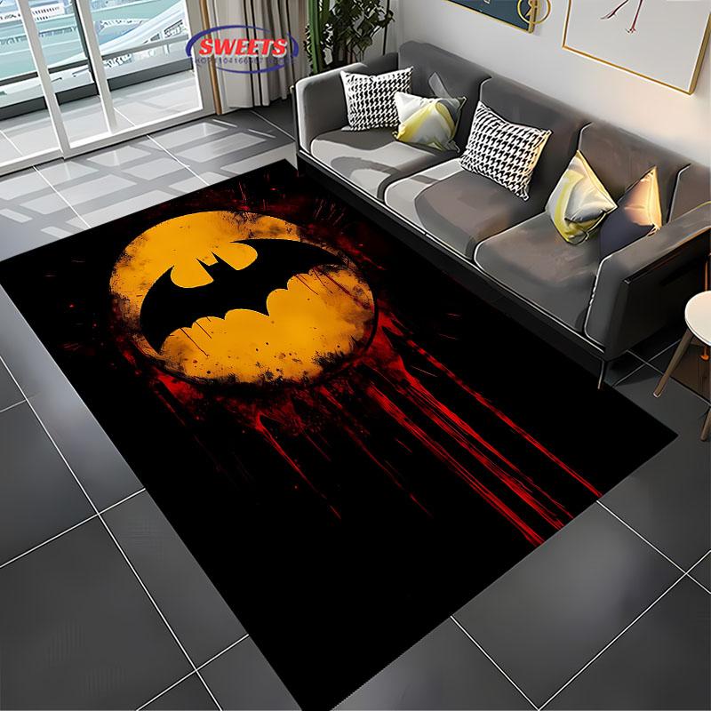 Tappeto Classico DC Batman, Logo Batman Soggiorno Camera da Letto Bambini Tappetino da Letto, Tappeto Confortevole Antiscivolo Resistente, Tappeto Lavabile in Lavatrice
