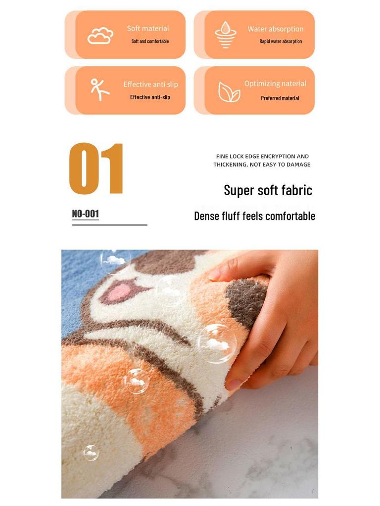Cartoon Dog Round Non-Slip Bedside Rug - Soft Imitation Cashmere Chair Cushion