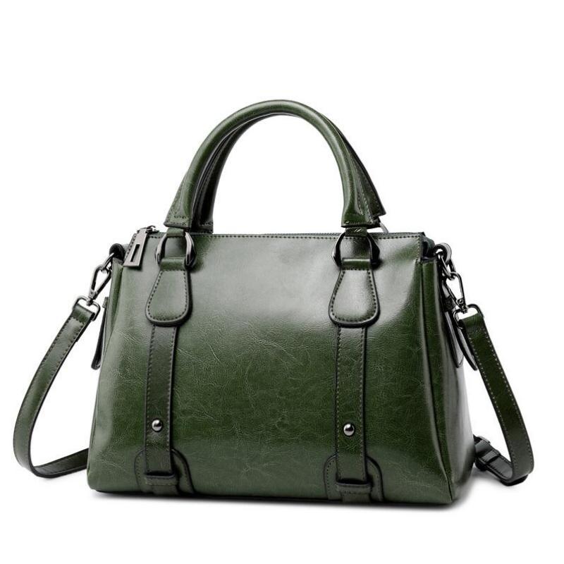 Echte leren dames schoudertas crossbody handtas met handvat, casual designer dames oliewas koeienhuid messenger tas