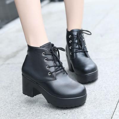 Piattaforma Tacco Alto Tacco Spesso Stivali Corti Allacciatura Suola Spessa Casual Donne Scarpe Singole Grande Taglia