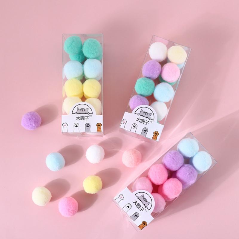 20x Small Pompoms for Cats to for Play Colorful DIY Craft and Art Supplies 3cm Soft Pom Pom Balls for Cats Lightweight
