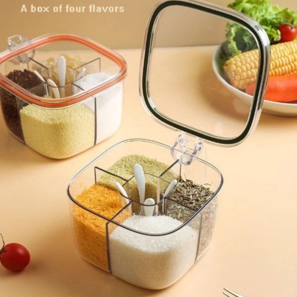 Multi Grid Seasoning Jar Transparent Storage Jar New Seasoning Box For Salt Monosodium