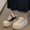 Fleece thick-soled big-headed bread shoes 22 autumn and winter new warm round-headed board shoes ugly and cute casual cotton shoes