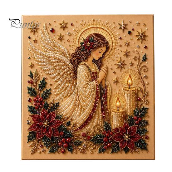 Interactive Family Crafts Christmas Faux Pearl Art Kit, Tree Wreath Painting DIY Sets Sparkling Diamond Craft Kit for Adults, Holiday Wall Decor Gift