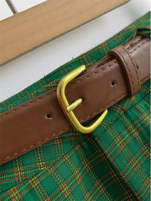 Korean Retro Plaid Short Skirt with Letter Embroidery - Women's Slimming A-line Style