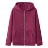 Damenmode Reißverschluss Hoodie Langarm Kapuzenpullover Sweatshirt Lässige einfarbige Oberteile mit Taschen